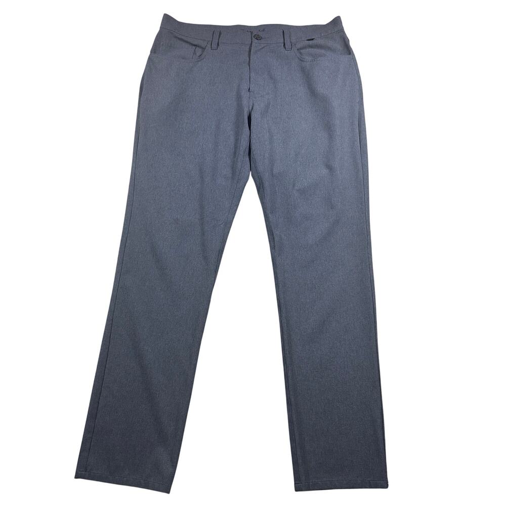 TravisMathew OTC Tech Chino Heathered Blue Stretch Pants Men’s 35 EUC